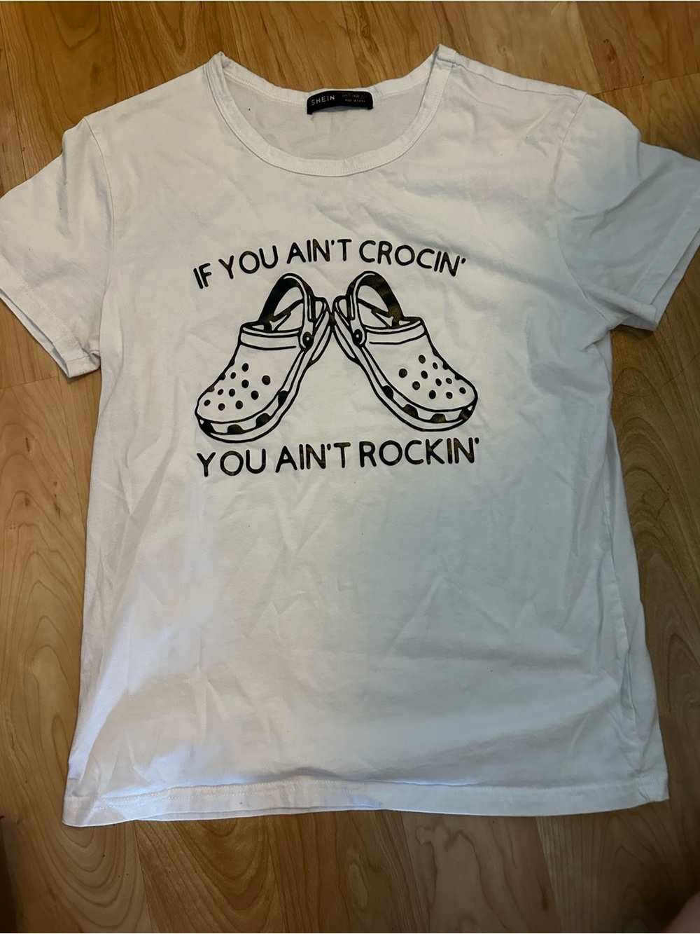 SHEIN White T-Shirt with Black Label